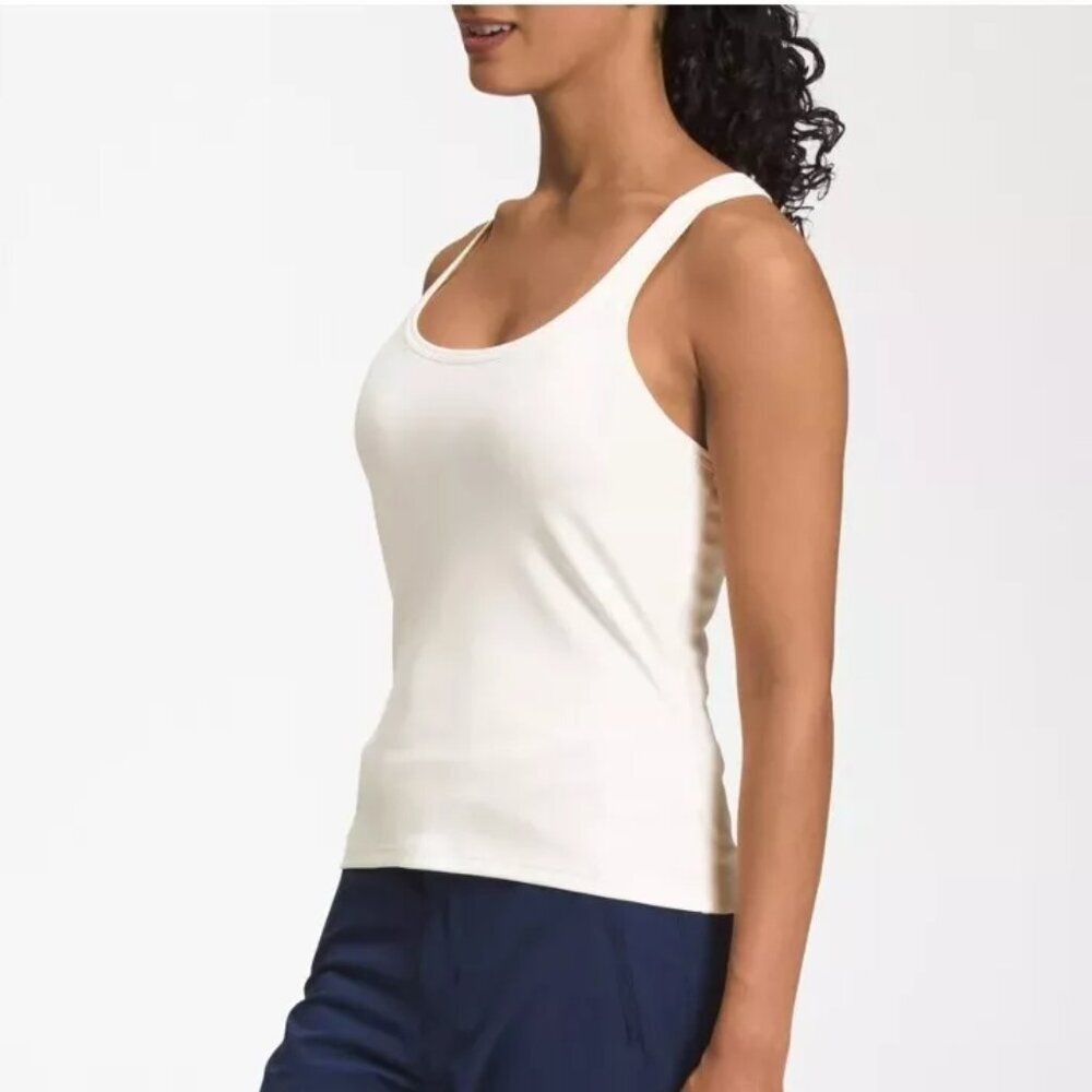 The North Face Women’s White Dune Sky Sport Tank Top Twisted Back Straps SMALL